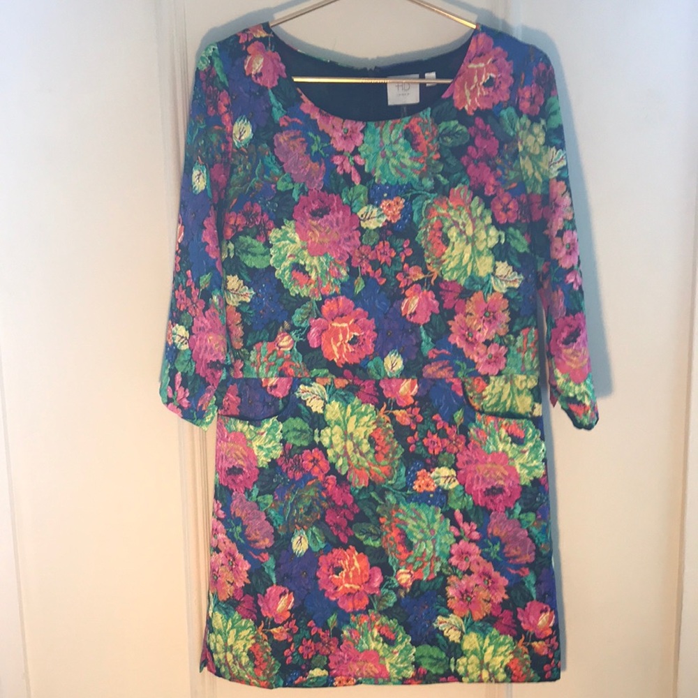Anthro technicolor dress w pockets